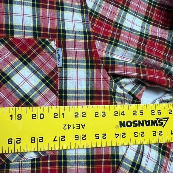 Carhartt Shirt Mens Large Red Button Down Plaid Long Sleeve Collared Western - Picture 4 of 8
